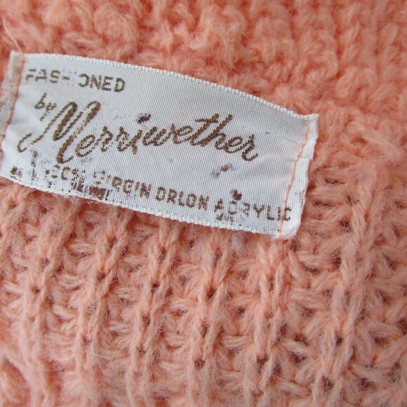 Pumpkin peach tone sweater, short cardigan, 1960s Merriweather Orlon and Acrylic - Picture 7 of 13